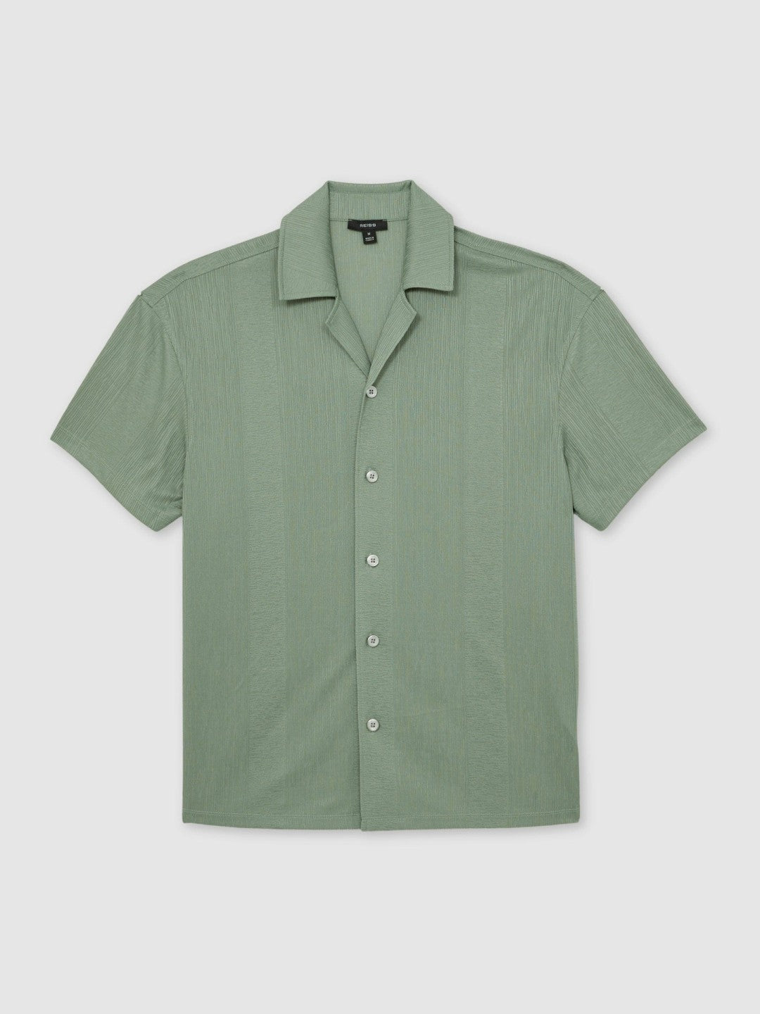 Jacquard-Stripe Cuban-Collar Shirt in Mint Green Men | Reiss