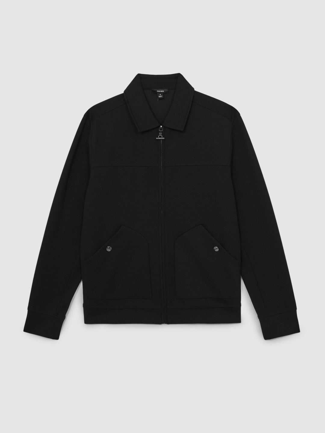 Interlock Zip Through Overshirt in Black Men | Reiss