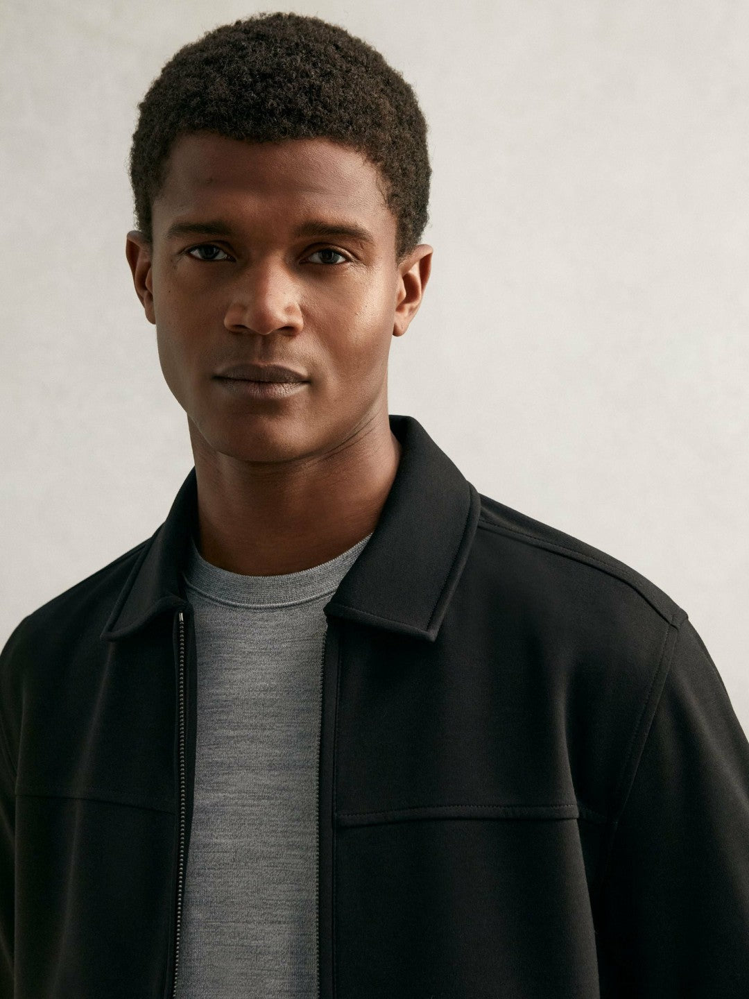 Interlock Zip Through Overshirt in Black Men | Reiss