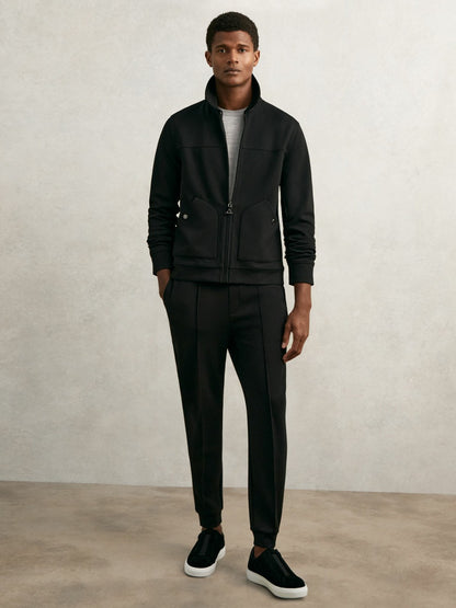 Interlock Zip Through Overshirt in Black Men | Reiss