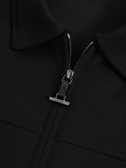 Interlock Zip Through Overshirt in Black Men | Reiss