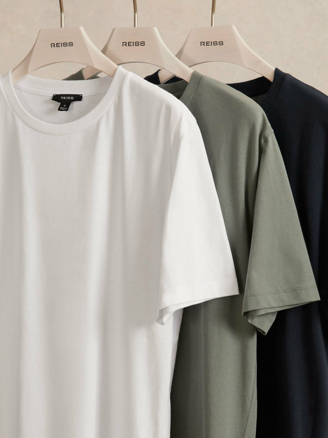 T-Shirts 3 Pack in White/Navy/Dark Sage Green Men | Reiss