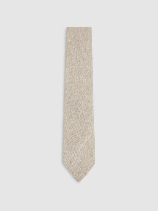 Wool-Silk Textured Tie in Oatmeal Men | Reiss