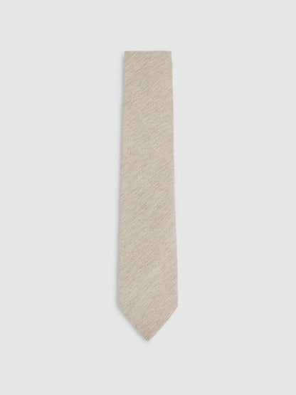 Wool-Silk Textured Tie in Oatmeal Men | Reiss