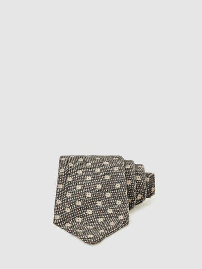 Wool-Silk Floral-Medallion Tie in Grey Men | Reiss