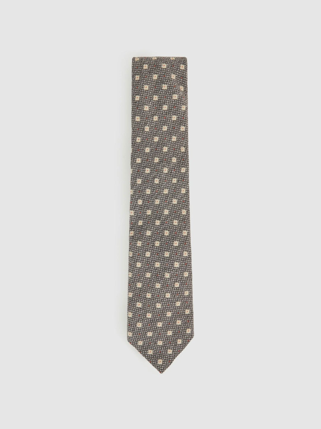 Wool-Silk Floral-Medallion Tie in Grey Men | Reiss