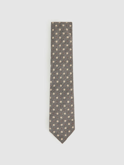 Wool-Silk Floral-Medallion Tie in Grey Men | Reiss