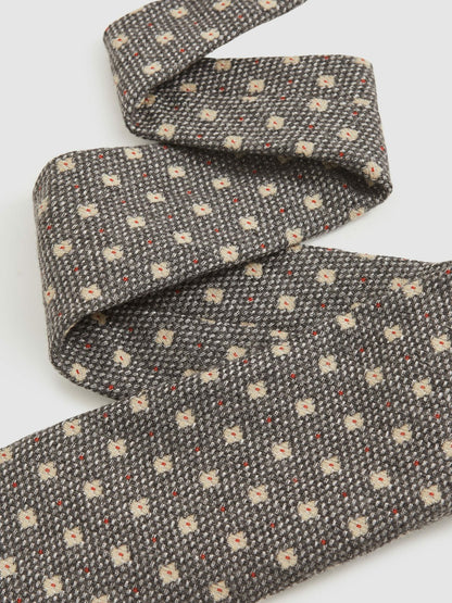 Wool-Silk Floral-Medallion Tie in Grey Men | Reiss