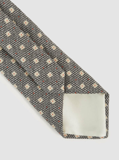 Wool-Silk Floral-Medallion Tie in Grey Men | Reiss