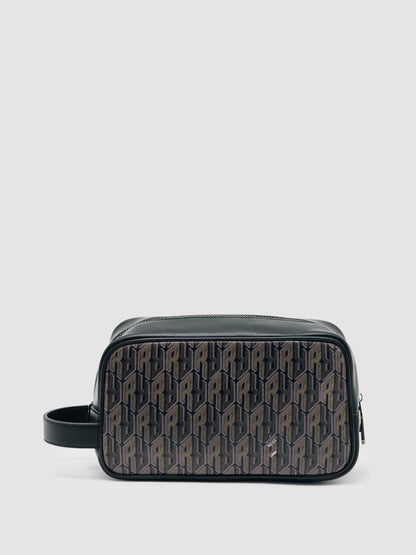 Coated Canvas Monogram Wash Bag in Grey Multi Men | Reiss