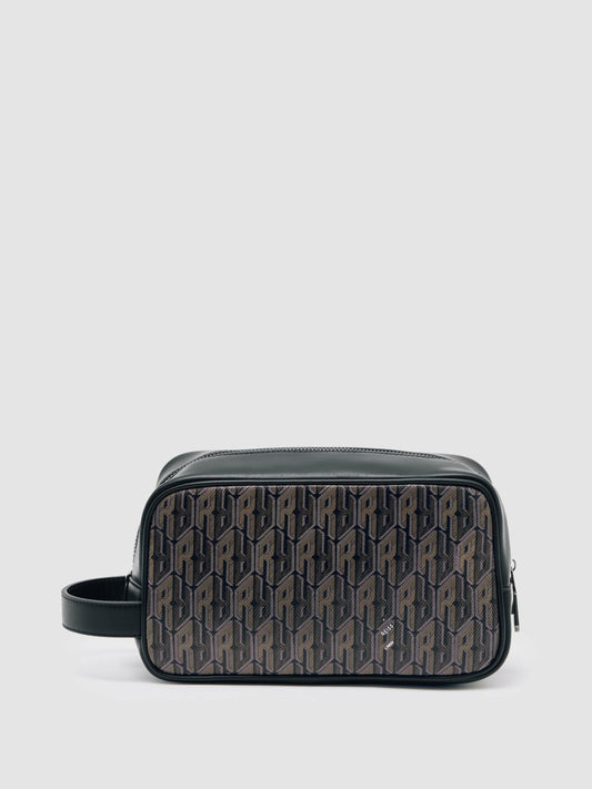 Coated Canvas Monogram Wash Bag in Grey Multi Men | Reiss