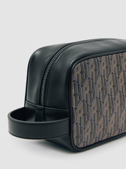 Coated Canvas Monogram Wash Bag in Grey Multi Men | Reiss
