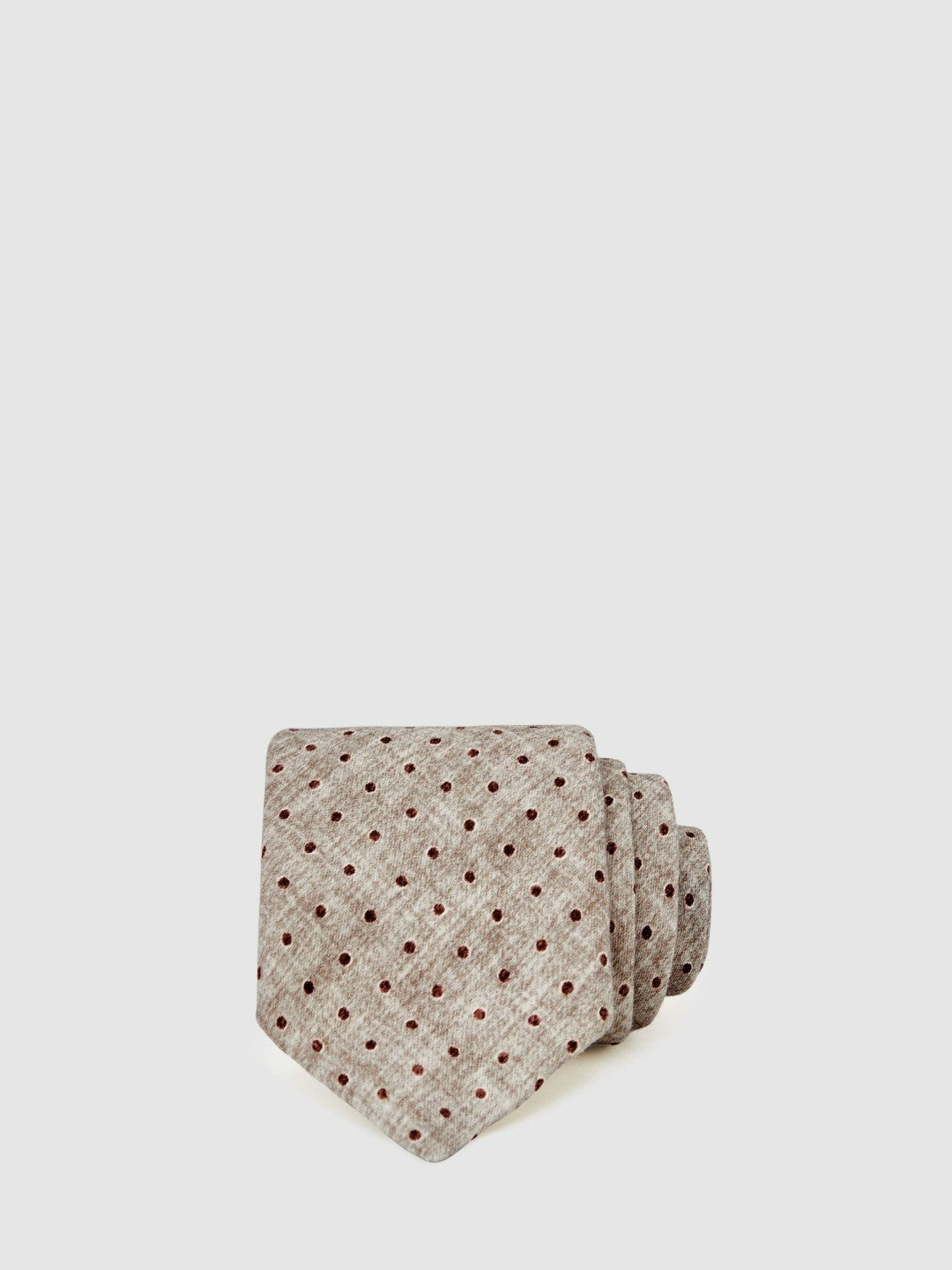 Wool-Cotton Polka-Dot Tie in Grey Melange Men | Reiss