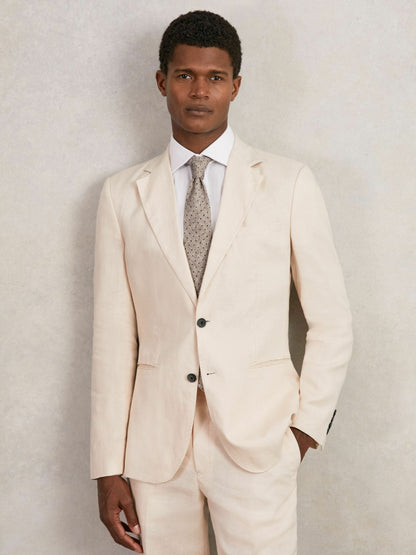 Wool-Cotton Polka-Dot Tie in Grey Melange Men | Reiss
