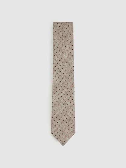 Wool-Cotton Polka-Dot Tie in Grey Melange Men | Reiss