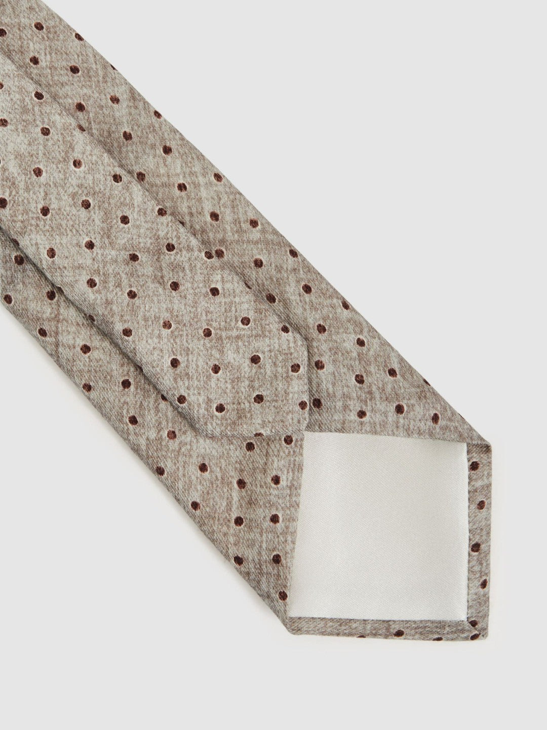 Wool-Cotton Polka-Dot Tie in Grey Melange Men | Reiss