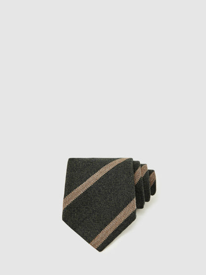 Wool-Silk Striped Tie in Forest Green Men | Reiss