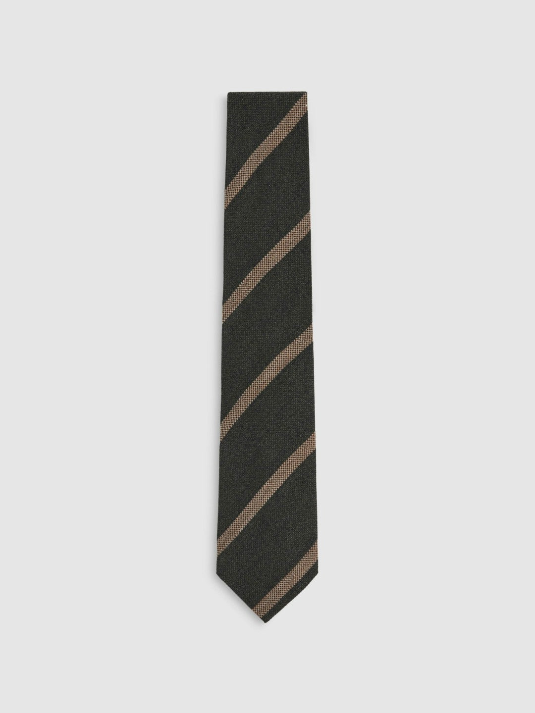 Wool-Silk Striped Tie in Forest Green Men | Reiss