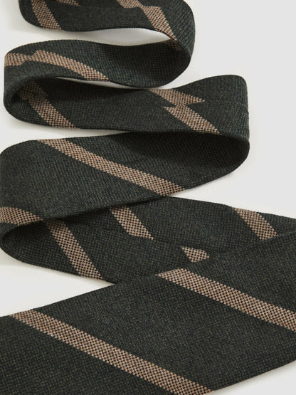 Wool-Silk Striped Tie in Forest Green Men | Reiss