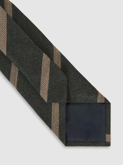 Wool-Silk Striped Tie in Forest Green Men | Reiss