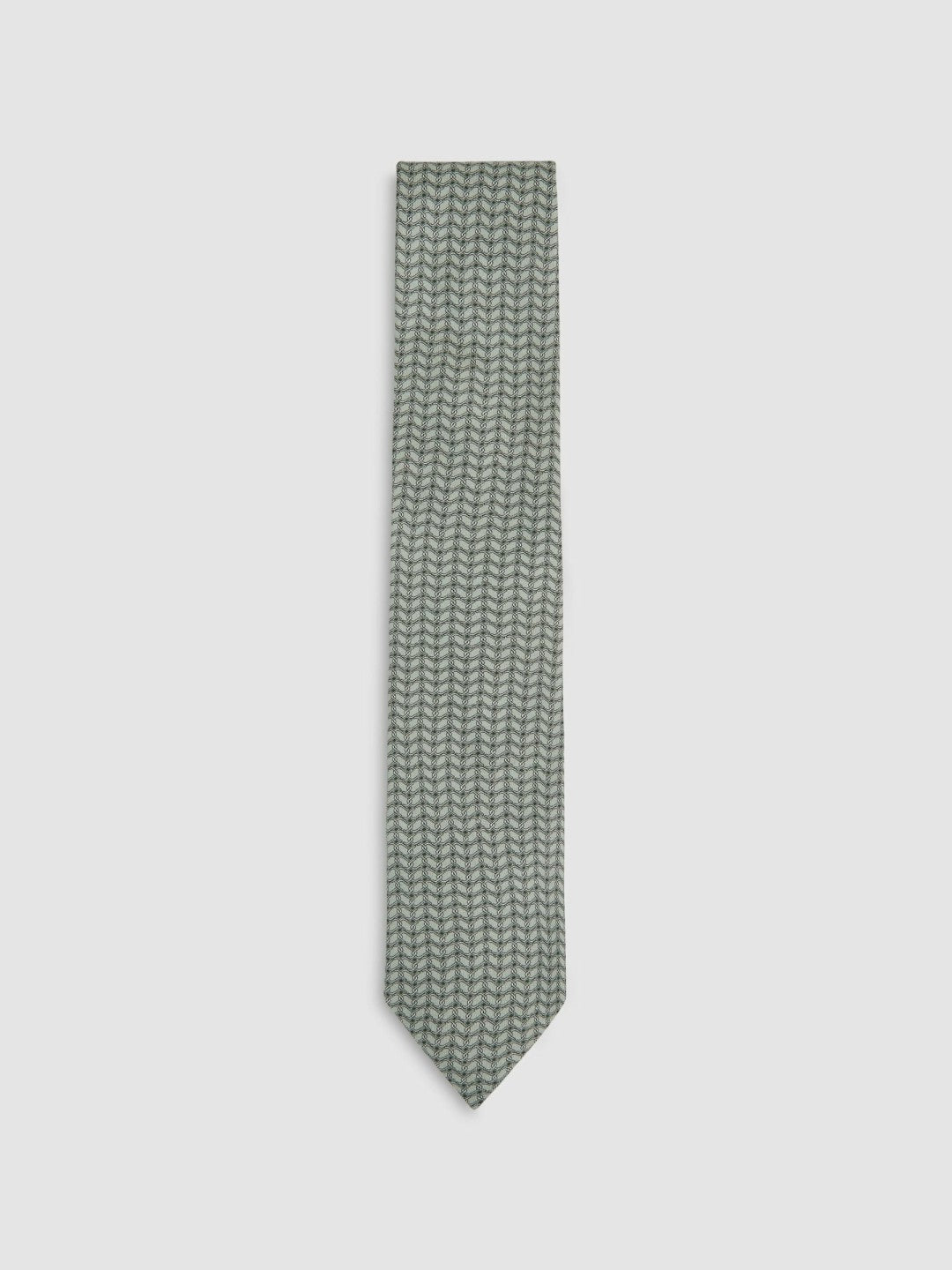 Silk Geometric-Chain Print Tie in Sage Men | Reiss
