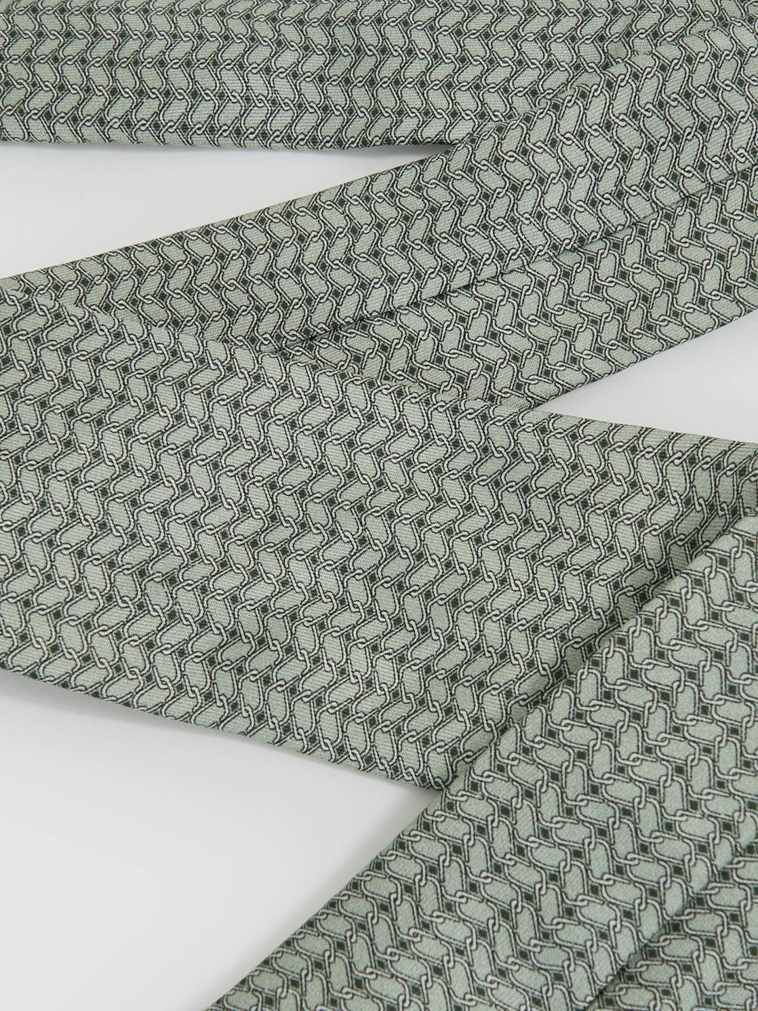 Silk Geometric-Chain Print Tie in Sage Men | Reiss