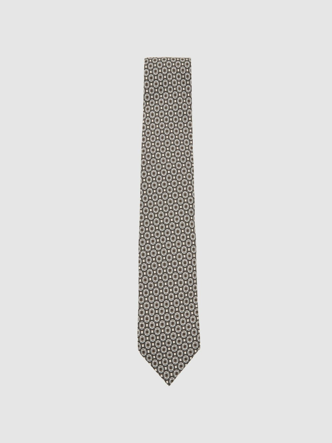 Silk Geometric-Print Tie in Chocolate Brown Multi Men | Reiss