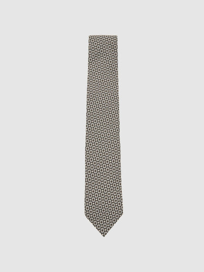Silk Geometric-Print Tie in Chocolate Brown Multi Men | Reiss