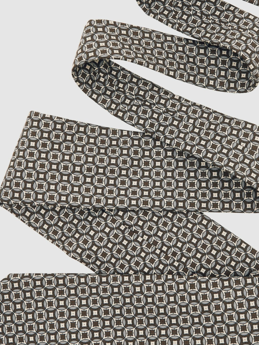 Silk Geometric-Print Tie in Chocolate Brown Multi Men | Reiss