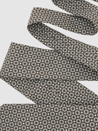 Silk Geometric-Print Tie in Chocolate Brown Multi Men | Reiss
