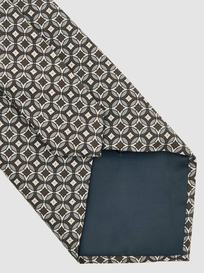 Silk Geometric-Print Tie in Chocolate Brown Multi Men | Reiss