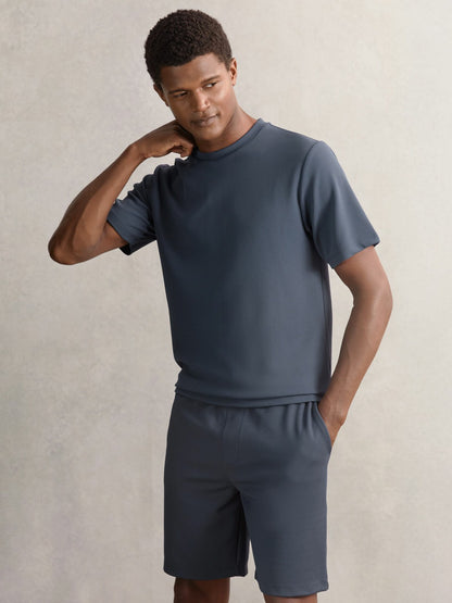 Textured Crew-Neck T-Shirt in Airforce Blue Men | Reiss