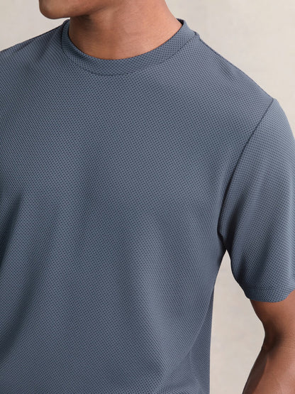 Textured Crew-Neck T-Shirt in Airforce Blue Men | Reiss