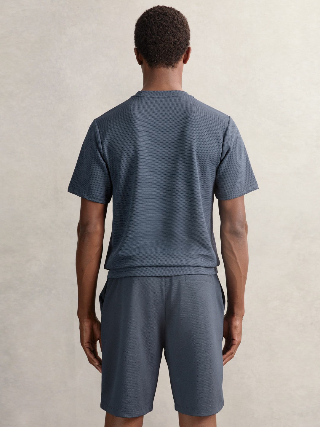 Textured Crew-Neck T-Shirt in Airforce Blue Men | Reiss