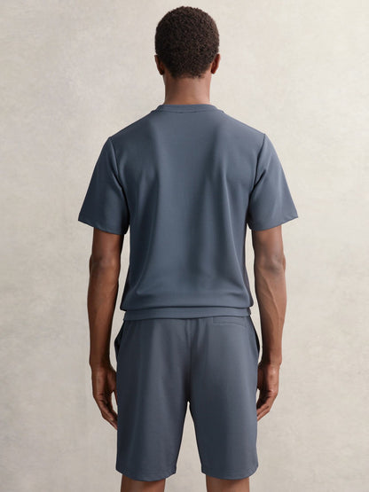 Textured Crew-Neck T-Shirt in Airforce Blue Men | Reiss