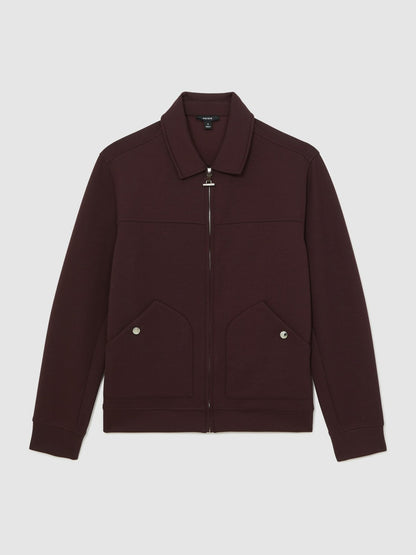 Interlock Zip Through Overshirt in Cherry Red Men | Reiss
