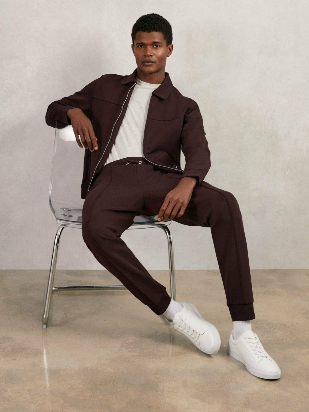 Interlock Zip Through Overshirt in Cherry Red Men | Reiss