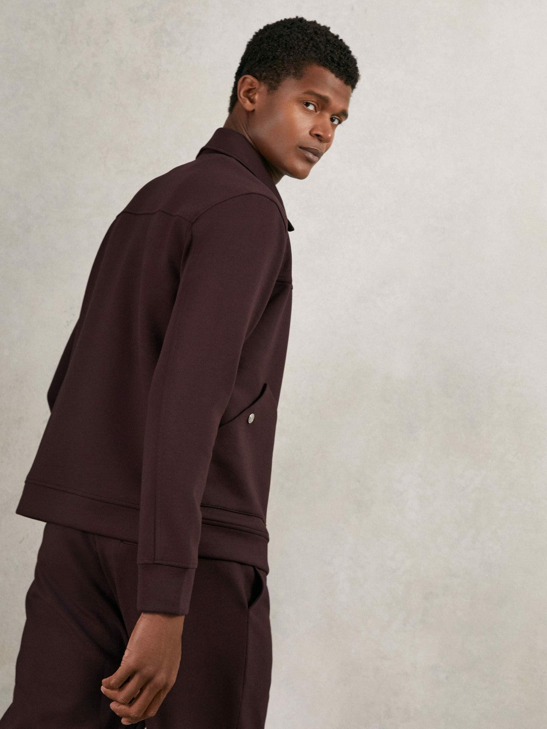Interlock Zip Through Overshirt in Cherry Red Men | Reiss