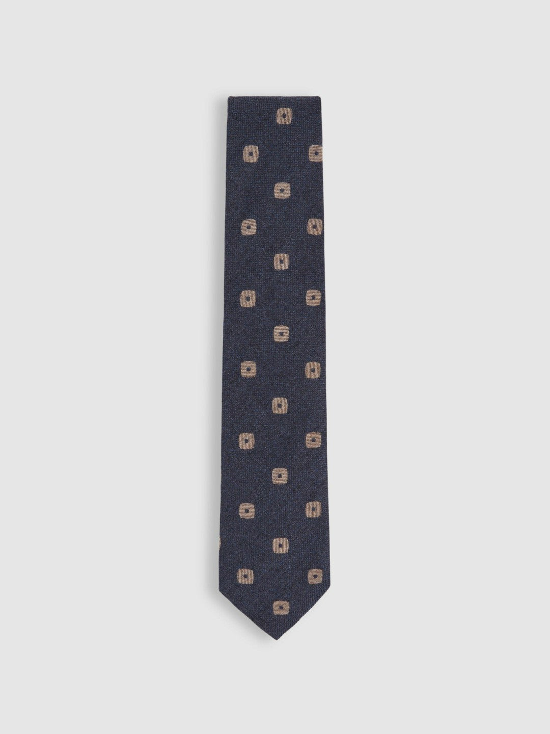 Silk-Wool Square-Medallion Tie in Navy Men | Reiss