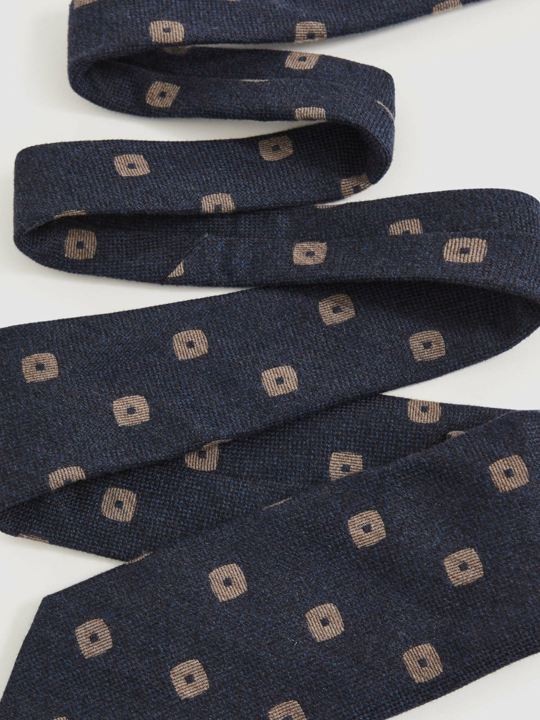 Silk-Wool Square-Medallion Tie in Navy Men | Reiss