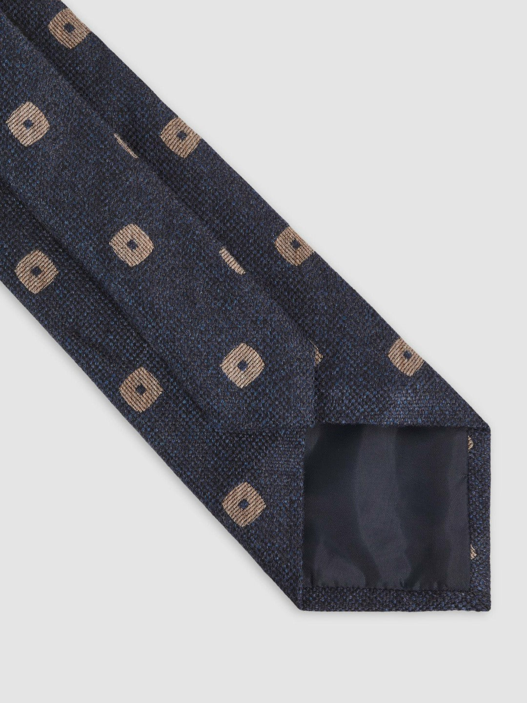 Silk-Wool Square-Medallion Tie in Navy Men | Reiss