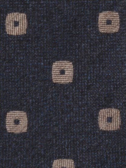 Silk-Wool Square-Medallion Tie in Navy Men | Reiss