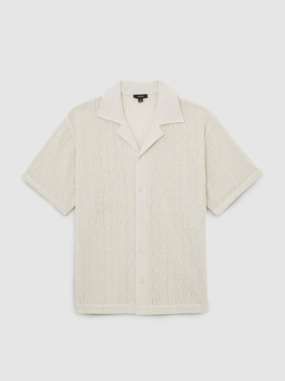 Cotton-Blend Crochet Shirt in Off White Men | Reiss