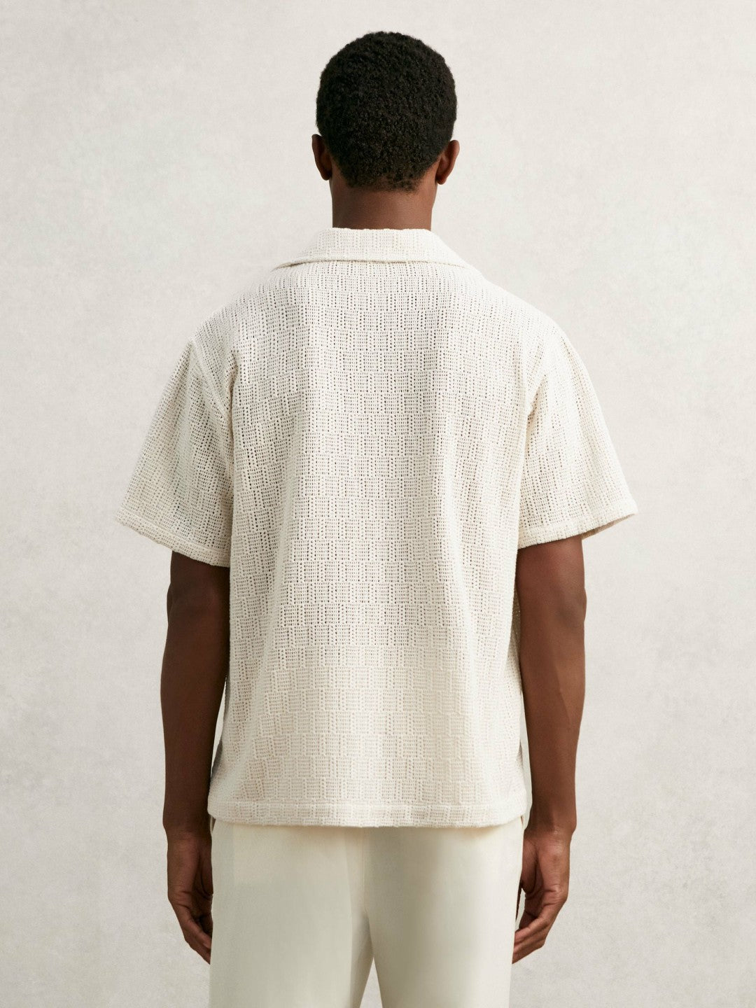 Cotton-Blend Crochet Shirt in Off White Men | Reiss