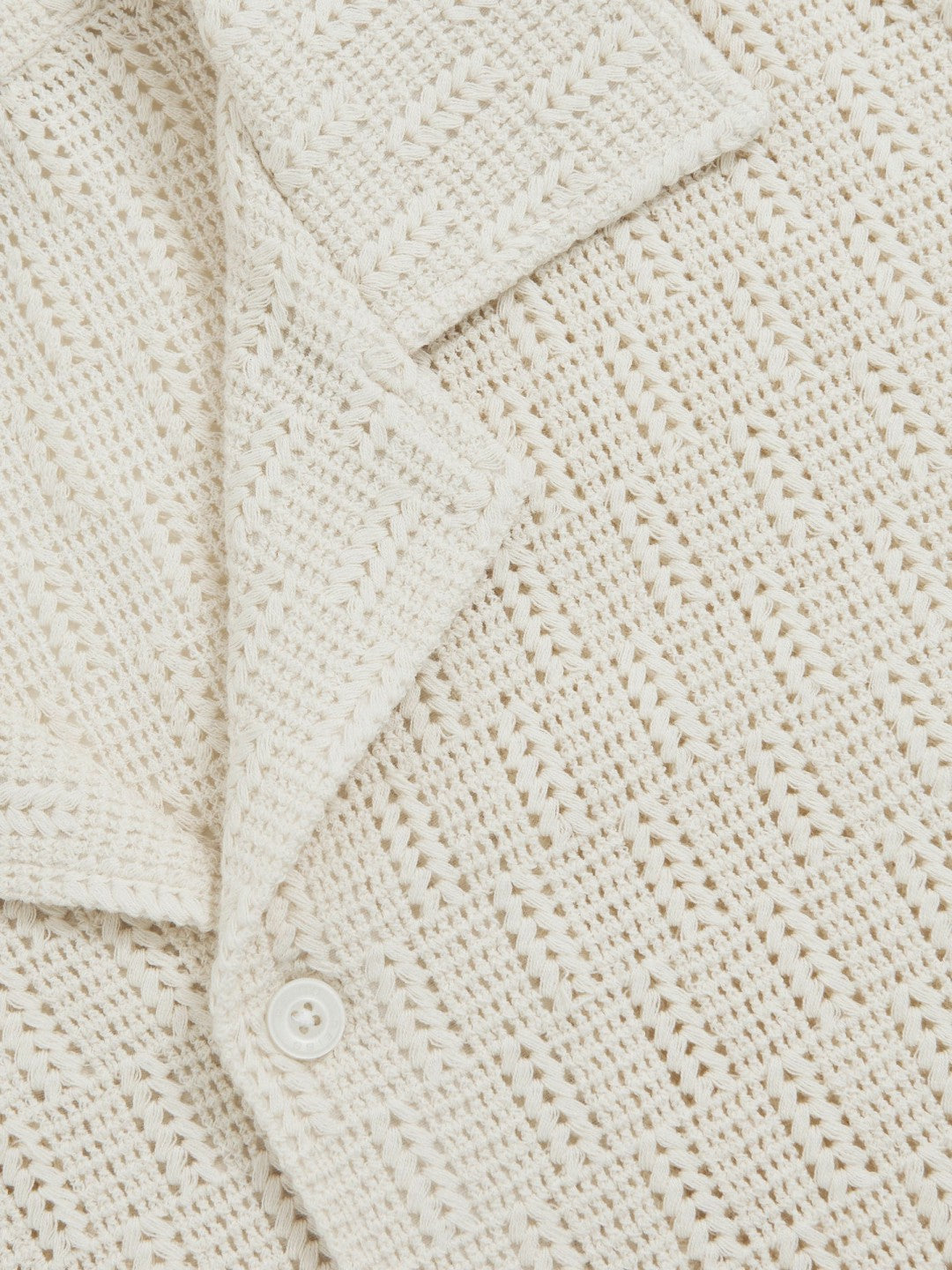 Cotton-Blend Crochet Shirt in Off White Men | Reiss