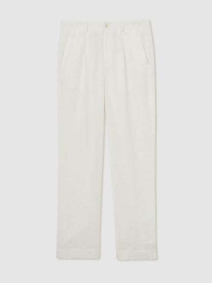 | Ché Linen Wide-Leg Trousers in White Men | Reiss