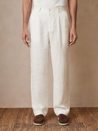 | Ché Linen Wide-Leg Trousers in White Men | Reiss