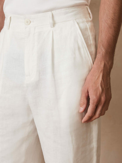 | Ché Linen Wide-Leg Trousers in White Men | Reiss