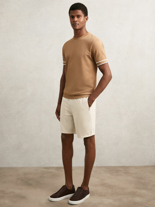 Textured Drawstring Shorts in Stone Men | Reiss