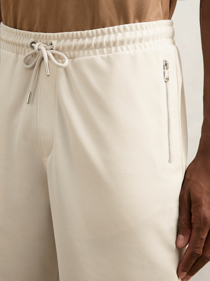 Textured Drawstring Shorts in Stone Men | Reiss